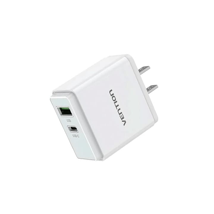 VENTION QC67-US-W TWO PORT USB(A+C) WALL CHARGER ( 18W/20W) US-PLUG WHITE