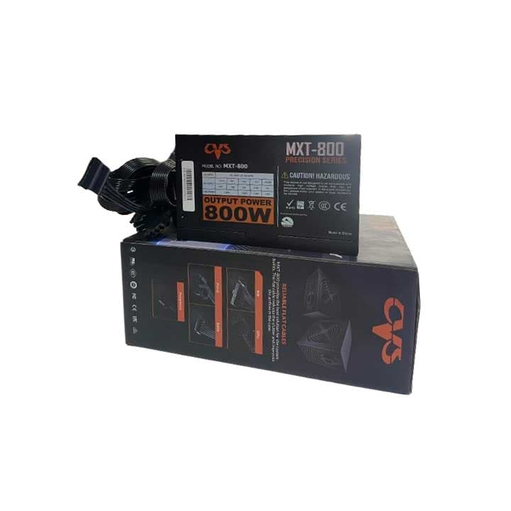CVS-MXT 800W POWER SUPPLY WITH 120MM FAN / LONG FLAT CABLE WITH BOX (BLACK)
