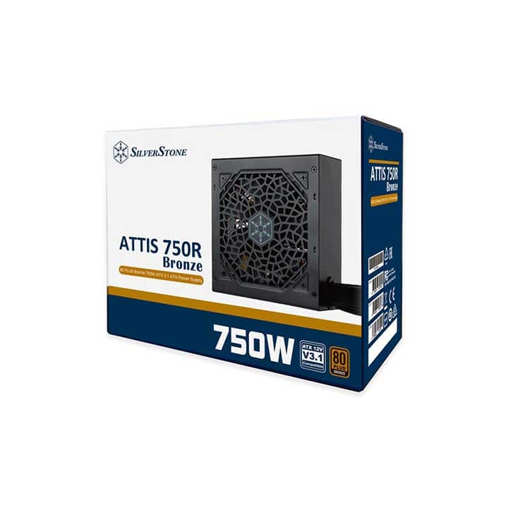SILVERSTONE 750R ATTIS BRONZE 750WATTS ATX 3.1 standard, 80Plus Bronze Non-Modular Flat Cables PSU