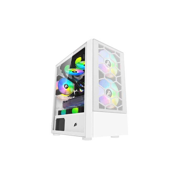 1STPL TRILOBITE T3-G MID TOWER GAMING CASE - MESH (WHITE)